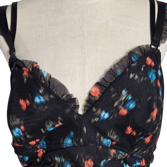 Torrid Curves Black Floral Ruched Mini Dress Plus Size - Picture 2 of 7